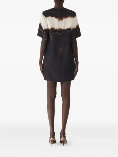 Jason Wu Collection Diffused Ombre Stripe Short-sleeve Mini Dress In Brown