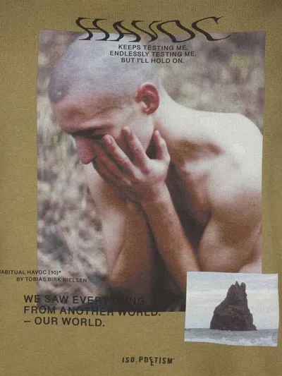 Iso.poetism Print Cotton Hoodie In Brown