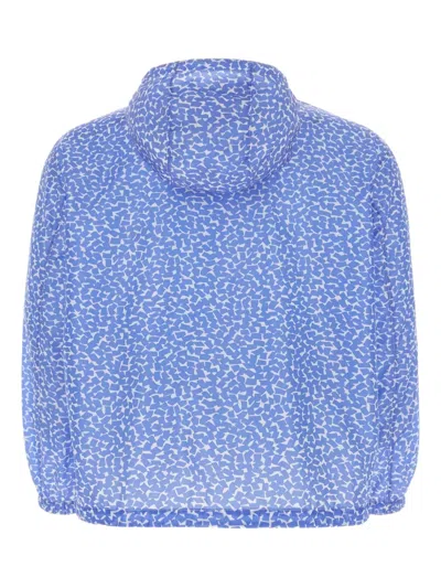 Prada Patterned Lightweight Windbreaker With Elasticated Cuffs In Blue