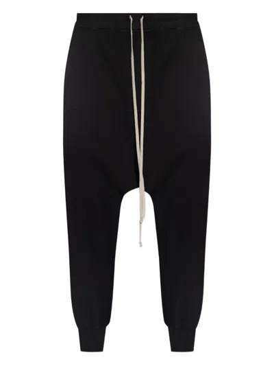Rick Owens Drkshdw Black Drawstring-waist Drop-crotch Trousers In Black