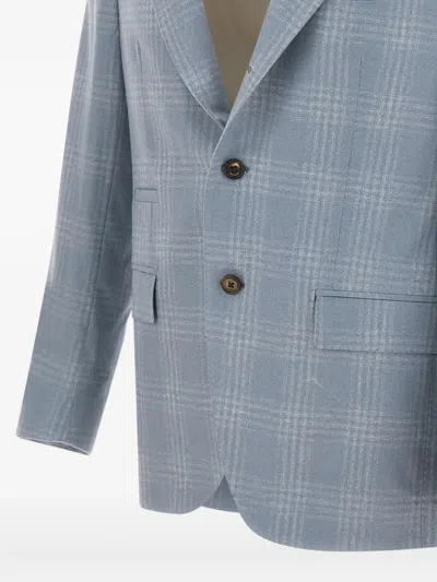 Eleventy Single-breasted Checked Blazer In Blue