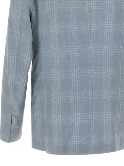 Eleventy Single-breasted Checked Blazer In Blue