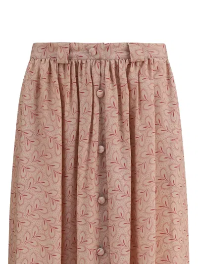 Kristina Ti Foliage-print Button-front Midi Skirt In Multi