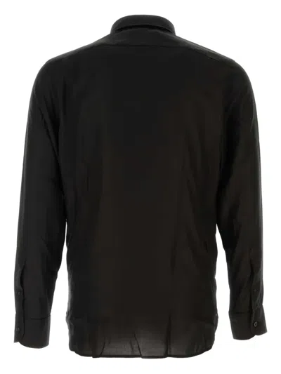 Tom Ford Light Fluid Fine Gabardine Slim Fit Shirt Hso001fmt058 Lb999 In Black