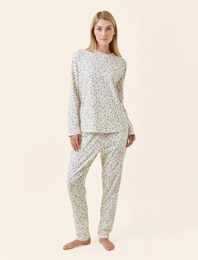 Papinelle Rosebud Organic Cotton Knit Long Sleeve Tee And Jogger In Neutral