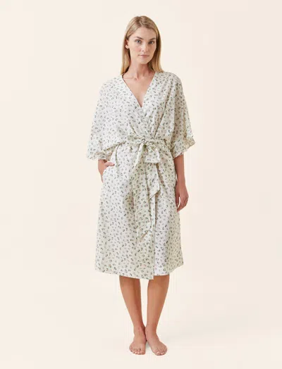 Papinelle Floral Swiss Dot Cotton Robe In White