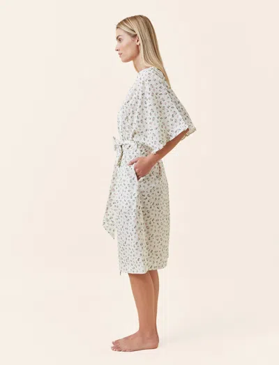 Papinelle Floral Swiss Dot Cotton Robe In White