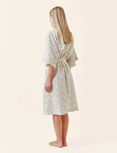 Papinelle Floral Swiss Dot Cotton Robe In White