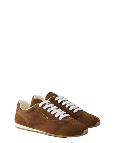 Prada Cocoa-coloured Sneakers In Suede Leather In Brown