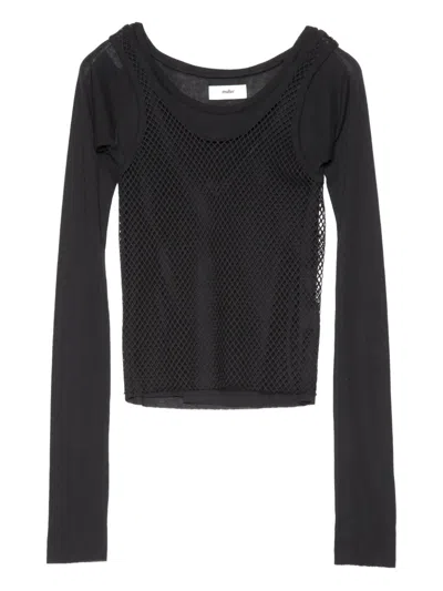 Muller Of Yoshiokubo Mesh-layer Long-sleeve Top In Black