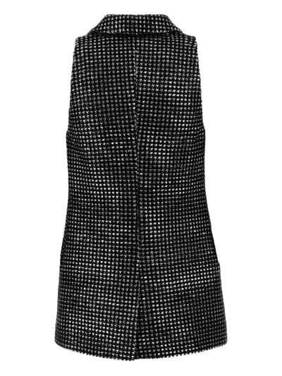 Giorgio Armani Textured Fabric Sleeveless Vest With Front Pockets In Black