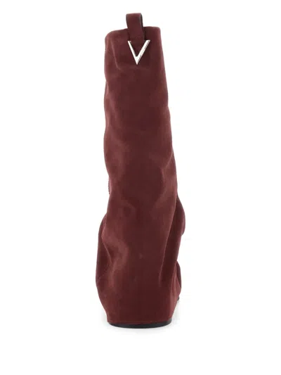 Attico Robin Suede Knee-high Boots In Burgundy