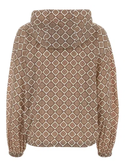 Prada Light Brown Printed Nylon Windbreaker In Neutral