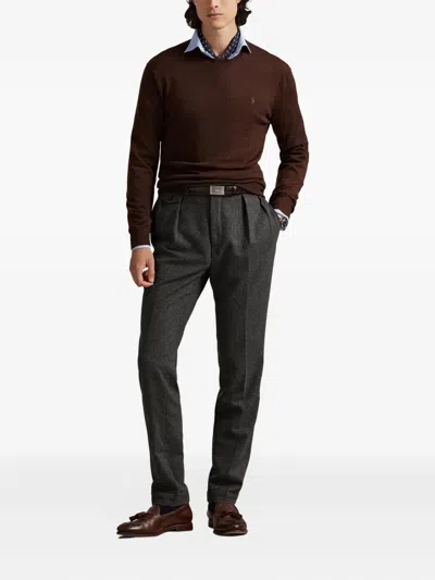 Polo Ralph Lauren Men's Sweaters Ralph Lauren - Ls Cn Pp Long Sleeve Pullover - Brown In Red