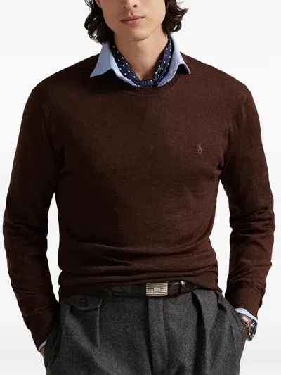 Polo Ralph Lauren Men's Sweaters Ralph Lauren - Ls Cn Pp Long Sleeve Pullover - Brown In Red