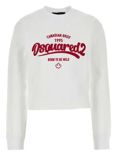 Dsquared2 Supernegative Dyed Just Right Cropped Raw Hem Crewneck In White