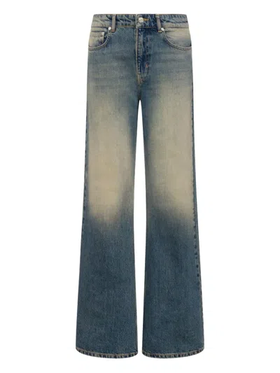 Moschino Cotton Denim Flare Pants In Blue