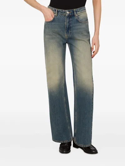 Moschino Cotton Denim Flare Pants In Blue