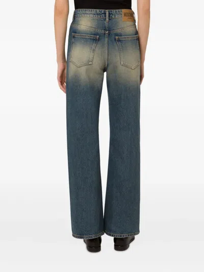 Moschino Cotton Denim Flare Pants In Blue