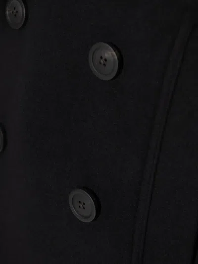 Rick Owens Porterville Double-breasted Officier Twill Wool Coat In Black