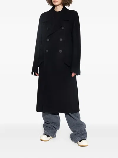 Rick Owens Porterville Double-breasted Officier Twill Wool Coat In Black