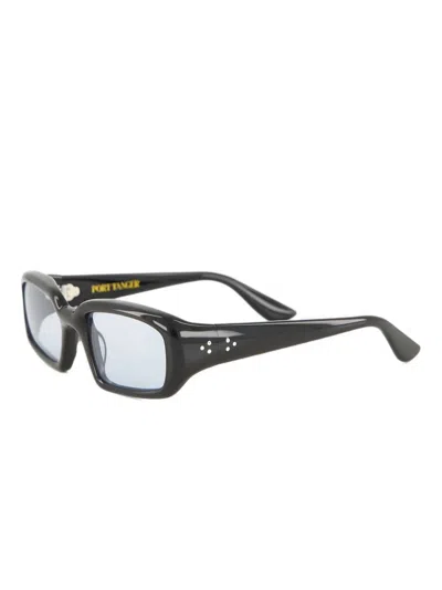 Port Tanger Mektoub Rectangle-frame Sunglasses In Black