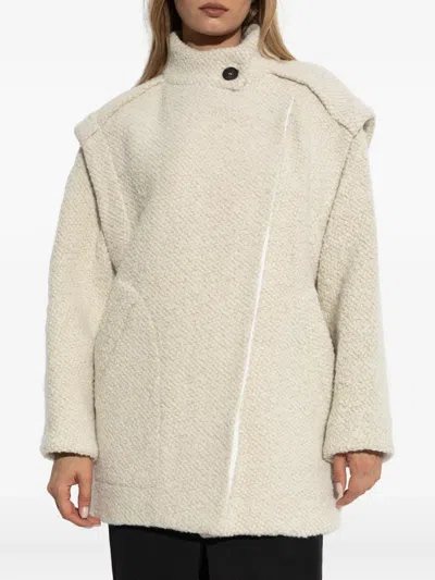 Iro Asymmetric-closure Wool-blend Oversized Coat In Neutral