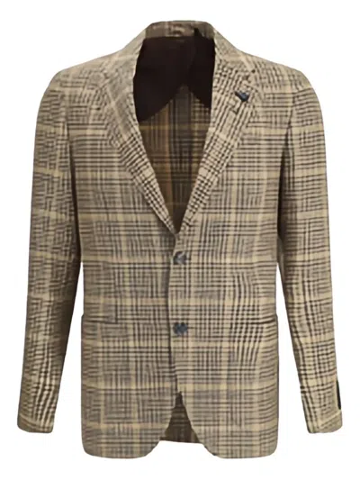Lardini Checked Two-button Blazer In Neutral