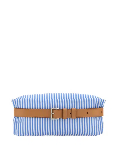 Prada Striped-pattern Belt Bag In Blue