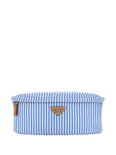 Prada Striped-pattern Belt Bag In Blue