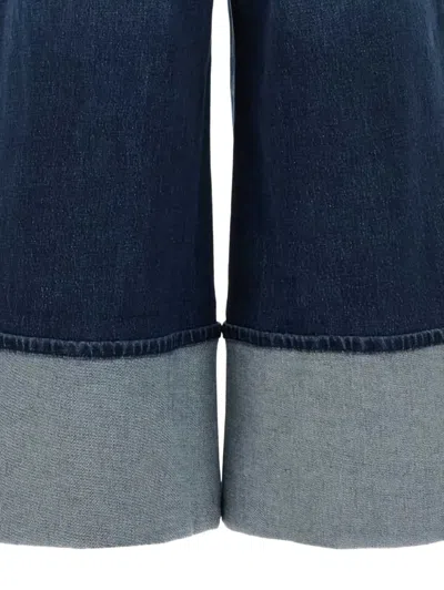 7 For All Mankind Wide-leg Jeans With Belt Loops And Contrast Hem In Blue