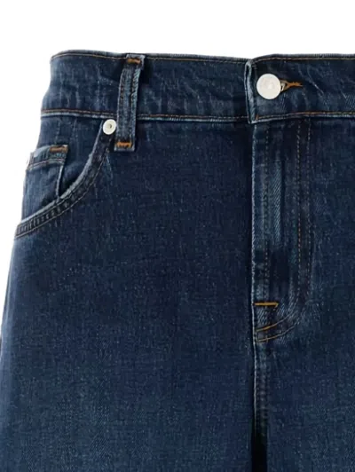 7 For All Mankind Wide-leg Jeans With Belt Loops And Contrast Hem In Blue