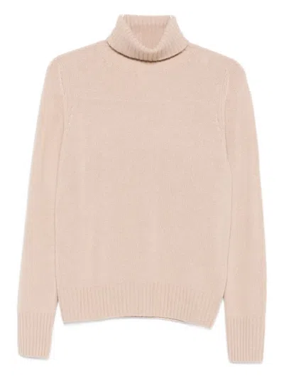 Allude Beige Turtleneck Sweater In Pink