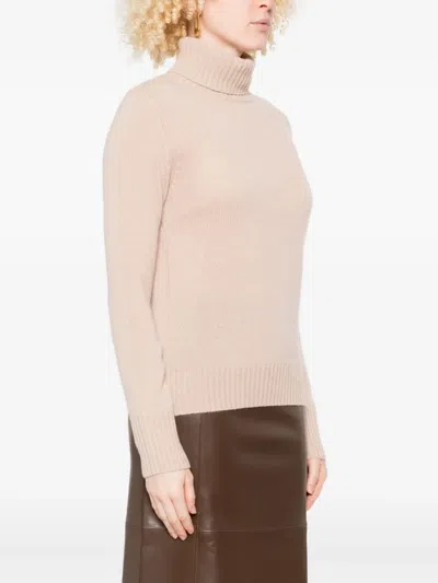 Allude Beige Turtleneck Sweater In Pink