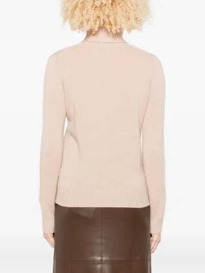 Allude Beige Turtleneck Sweater In Pink