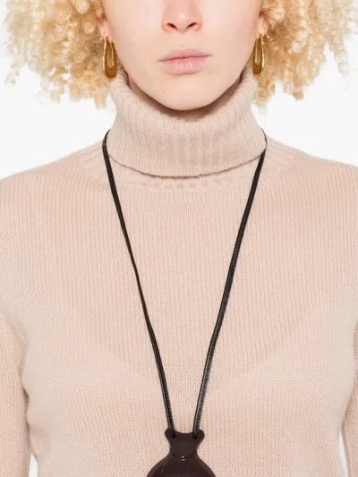 Allude Beige Turtleneck Sweater In Pink
