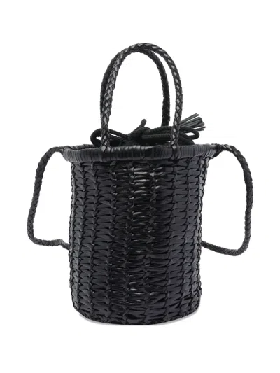 Dragon Diffusion Interwovened Drawstring Bucket Bag In Black