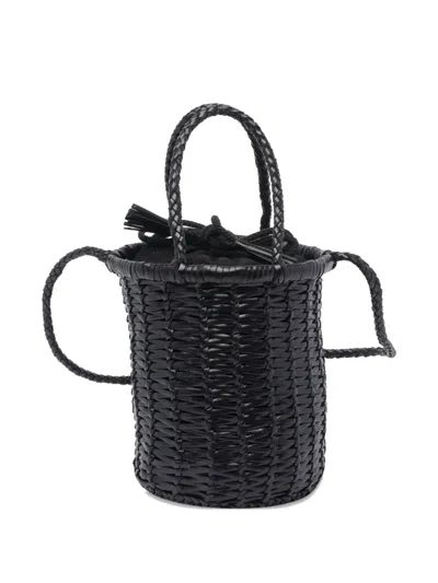 Dragon Diffusion Interwovened Drawstring Bucket Bag In Black