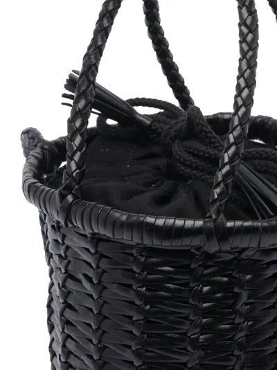 Dragon Diffusion Interwovened Drawstring Bucket Bag In Black