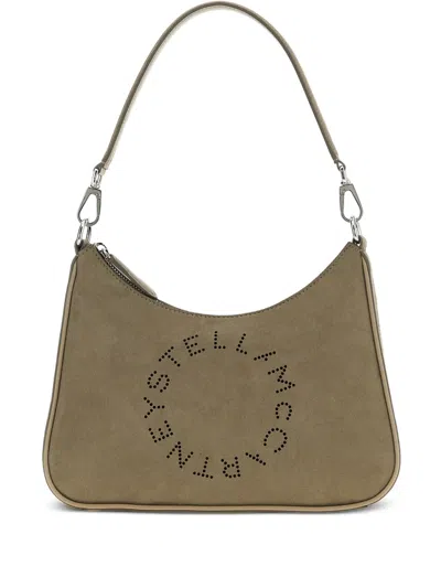 Stella Mccartney Small Shoulder Bag With Adjustable Strap And Suede Finish In Gray