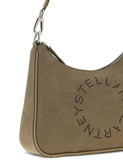 Stella Mccartney Small Shoulder Bag With Adjustable Strap And Suede Finish In Gray