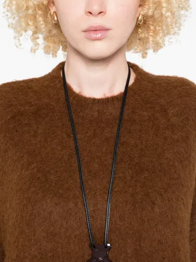 Uma Wang Fuzzy Texture Wool Blend Sweater With Crew Neckline In Brown