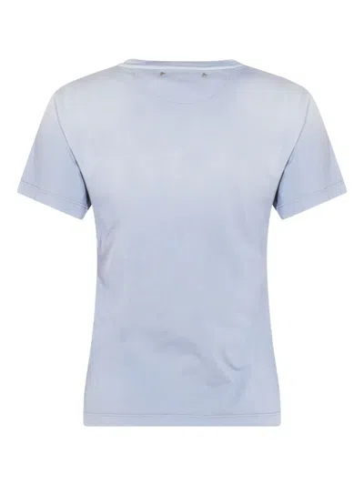 Golden Goose Faded Blue T-shirt With Print On The Chest Women In Blue