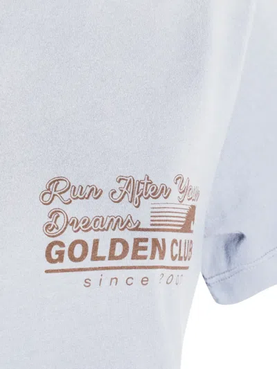 Golden Goose Faded Blue T-shirt With Print On The Chest Women In Blue