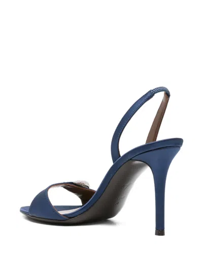 Giuseppe Zanotti Satin Heel Sandals Embellished Buckle In Blue
