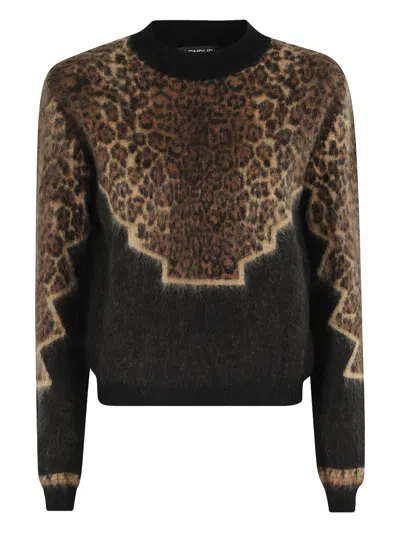 Dondup Leopard-print Geometric-pattern Sweater In Brown