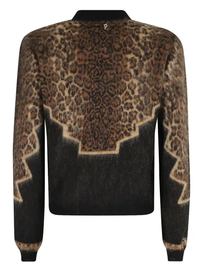 Dondup Leopard-print Geometric-pattern Sweater In Brown