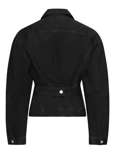 Jacquemus La Veste De Nimes Black Jacket With Rear Belt In Denim Woman In Black