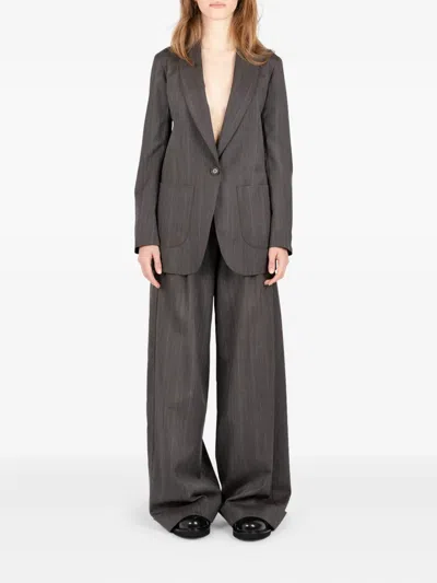 Société Anonyme Pinstripe Single-breasted Blazer In Gray