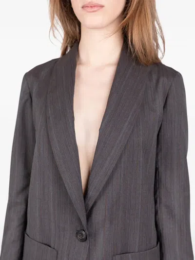 Société Anonyme Pinstripe Single-breasted Blazer In Gray